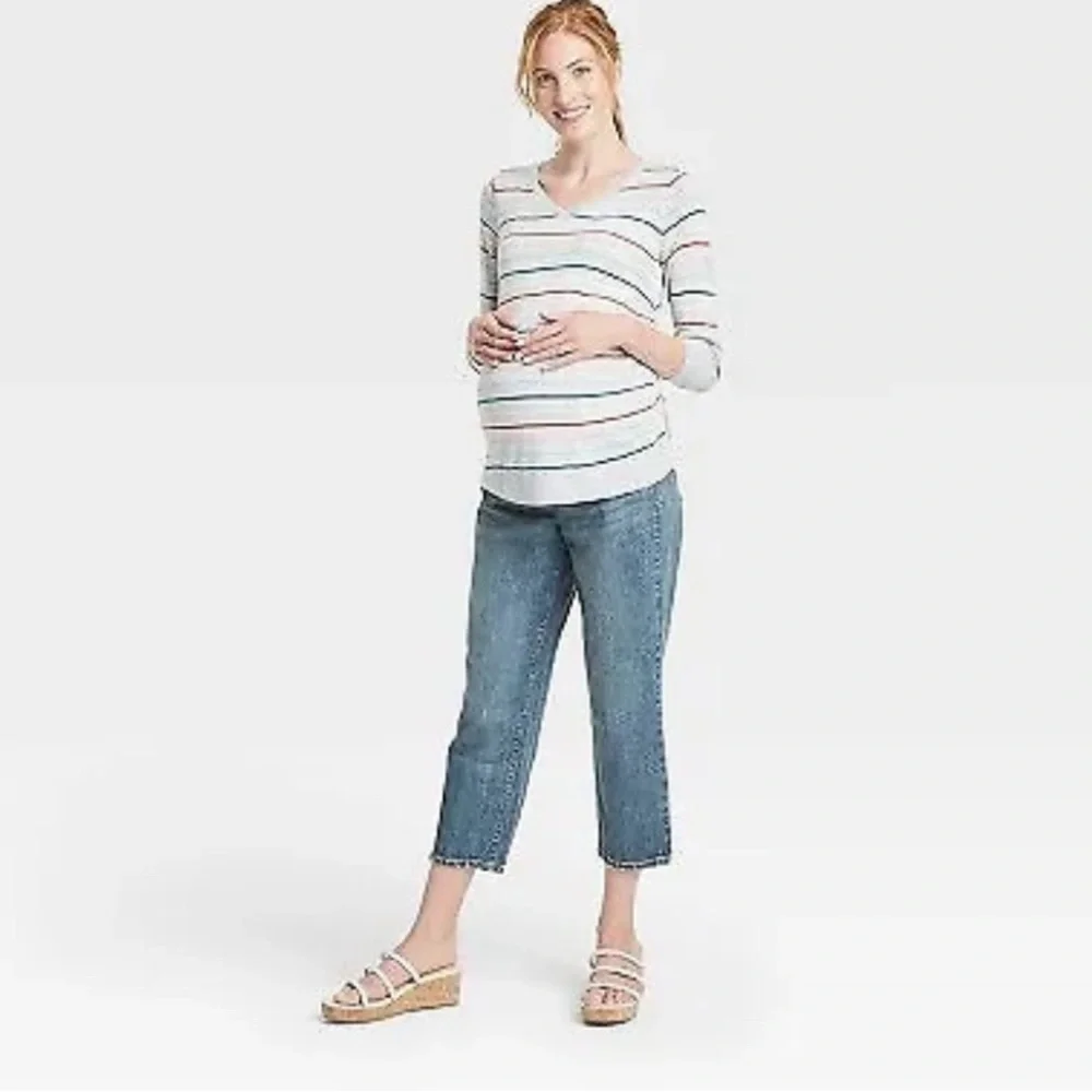 New Isabel Maternity Women's Maternity Blue Denim Jeans with Belly Panel sz 8 - Picture 5 of 9